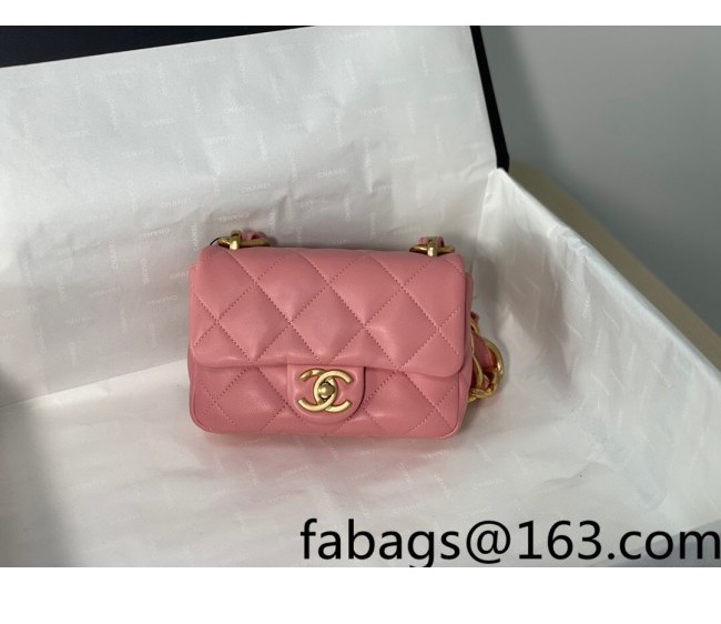 Chanel Lambskin Mini Flap Bag with Chain Strap AS3213 Coral Pink 2022