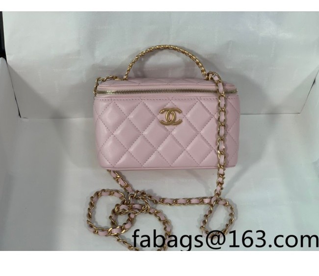 Chanel Lambskin Vanity Case with Chain Top Handle AP2805 Light Pink 2022