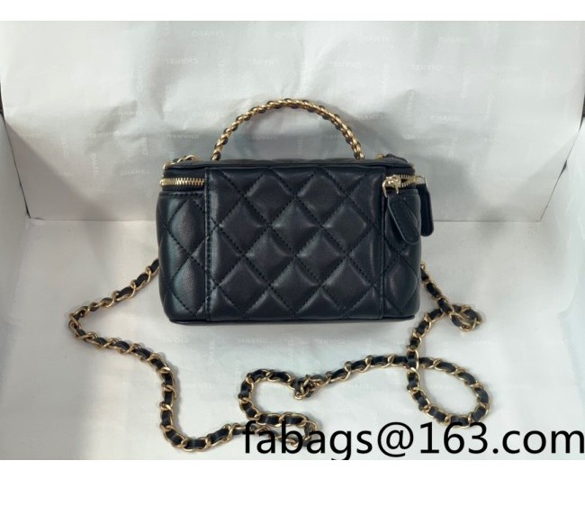 Chanel Lambskin Vanity Case with Chain Top Handle AP2805 Black 2022