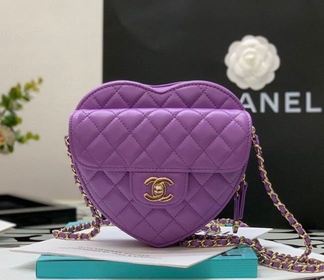 Chanel Lambskin Heart Bag AS3191 Purple 01 2022