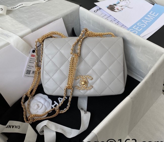 Chanel Lambskin Mini Flap Bag with Patchwork Chain AS2975 Gray 2022