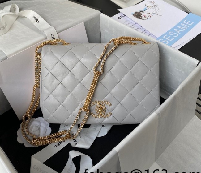 Chanel Lambskin Small Flap Bag with Patchwork Chain AS2976 Gray 2022