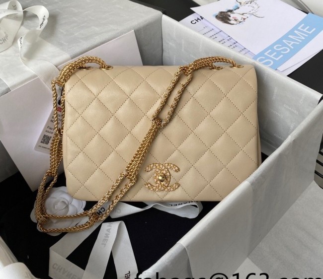 Chanel Lambskin Small Flap Bag with Patchwork Chain AS2976 Beige 2022