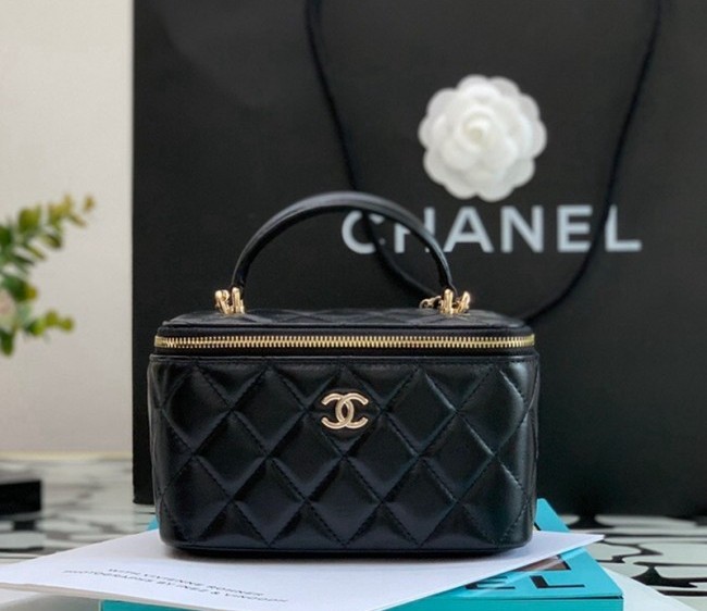 Chanel Lambskin Vanity Case with Chain AP2199 Black 2022