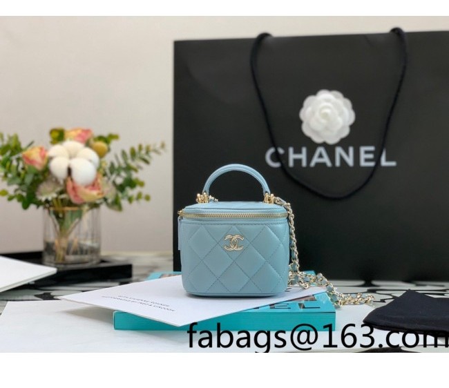 Chanel Lambskin Small Vanity Case with Chain AP2198 Blue 2022