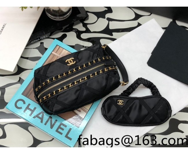 Chanel Nylon Pouch with Sleep Mask AP2678 Black 2022