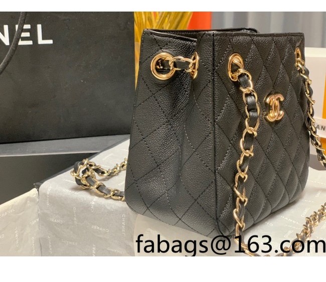 Chanel Grained Calfskin Mini Bucket Bag AS3176 Black 2022