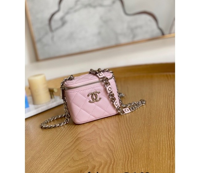 Chanel Grained Calfskin Small Vanity Clutch with Coco Chain AP2198 Pink 2022 81193