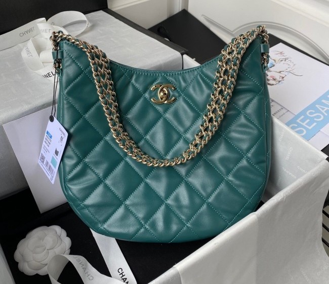 Chanel Lambskin Hobo Bag with Wide Chain AS3153 Green 2022