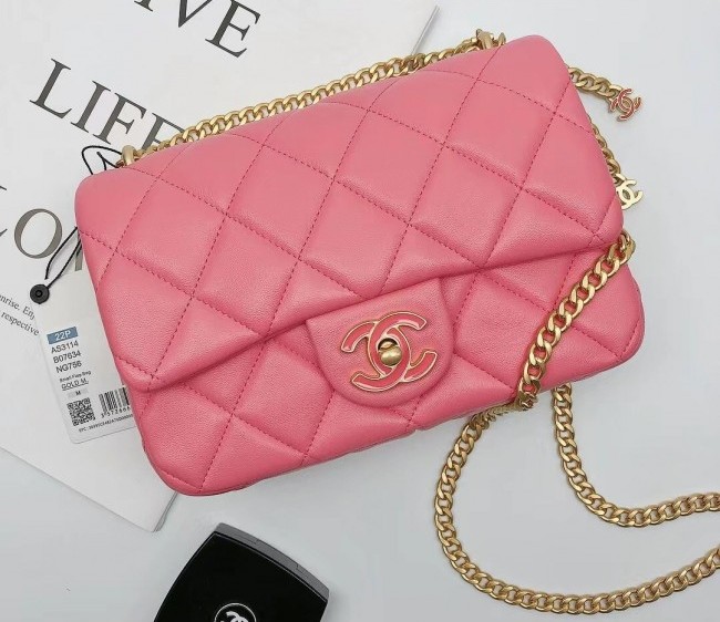 Chanel Lambskin & Enamel Small Flap Bag AS3114 Pink 2022 TOP