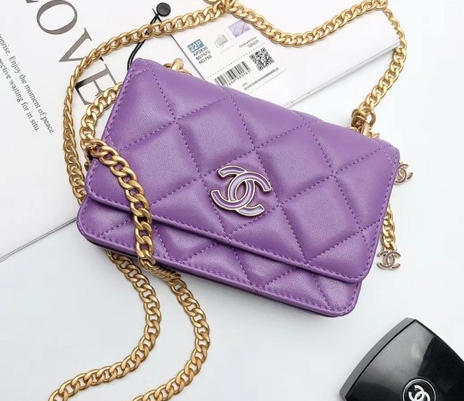 Chanel Lambskin & Enamel Clutch with Chain AP2635 Purple 2022