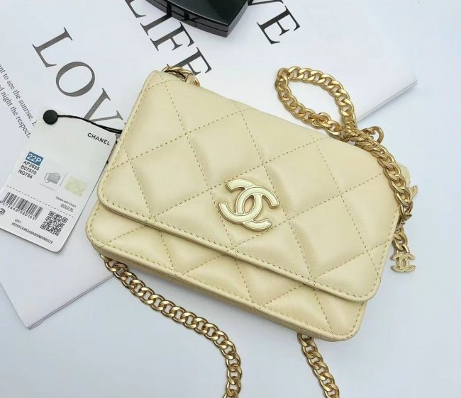 Chanel Lambskin & Enamel Clutch with Chain AP2635 Yellow 2022