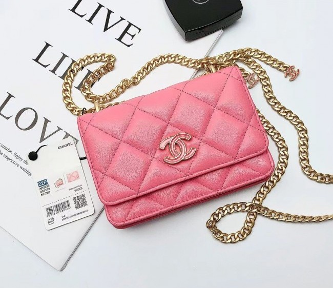 Chanel Lambskin & Enamel Clutch with Chain AP2635 Pink 2022