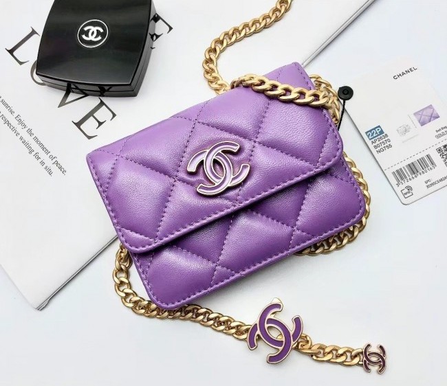 Chanel Lambskin & Enamel Mini Belt Bag AP2638 Purple 2022