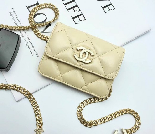 Chanel Lambskin & Enamel Mini Belt Bag AP2638 Yellow 2022