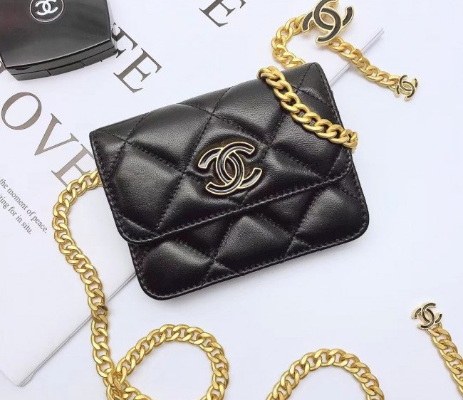 Chanel Lambskin & Enamel Mini Belt Bag AP2638 Black 2022