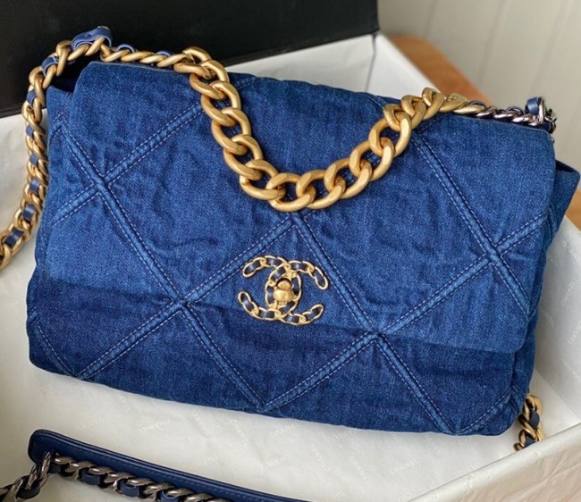 Chanel 19 Lambskin Large 30cm Flap Bag AS1161 Dark Blue 2022 040717