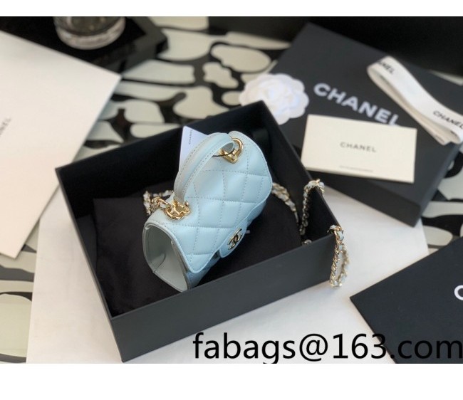 Chanel Lambskin Clutch with Chain AP2682 Light Blue 2022