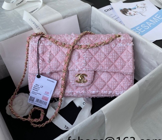 Chanel Tweed Medium Flap Bag A01112 Light Pink/White 2022