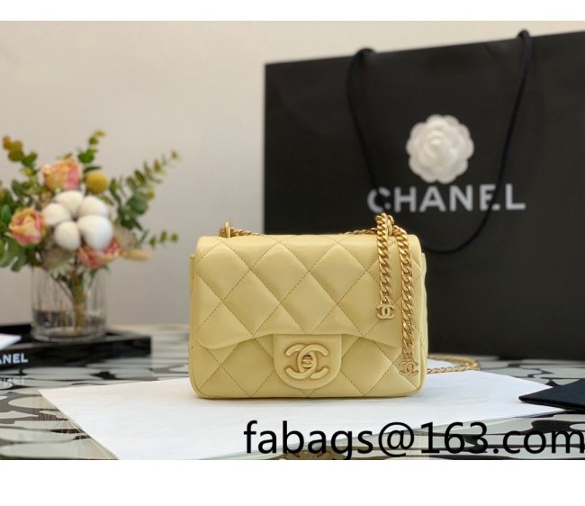 Chanel Lambskin & Enamel Mini Flap Bag AS3113 Yellow 2022