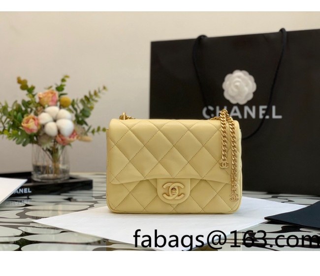 Chanel Lambskin & Enamel Small Flap Bag AS3114 Yellow 2022