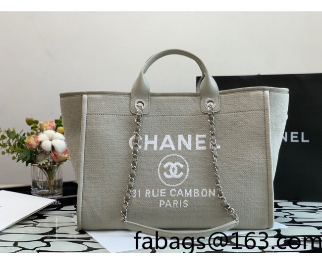 Chanel Deauville Mixed Fibers Large Shopping Bag A66941 Gray 2022 02