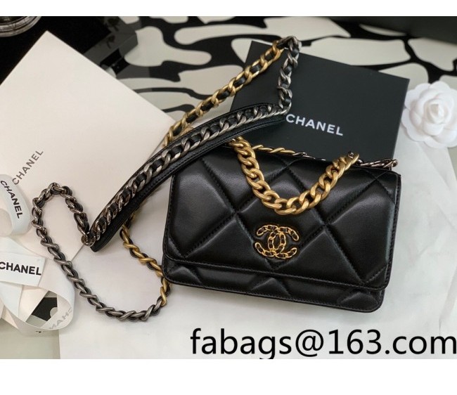 Chanel 19 Lambskin Wallet on Chain WOC AP0957 Black/Matte Silver/Light Gold/Aged Gold 2022