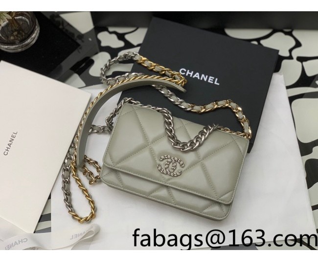 Chanel 19 Lambskin Wallet on Chain WOC AP0957 Gray/Matte Silver/Light Gold/Aged Gold 2022