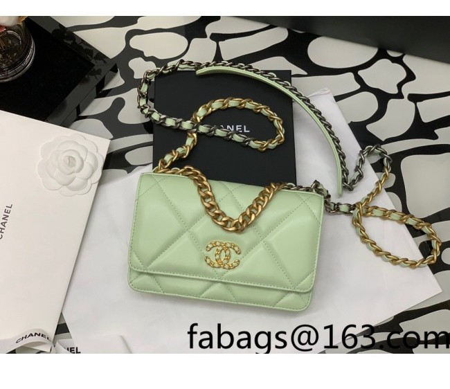 Chanel 19 Lambskin Wallet on Chain WOC AP0957 Green/Matte Silver/Light Gold/Aged Gold 2022