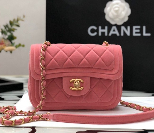 Chanel Velvet Mini Flap Bag AS2957 Pink/Gold 2022