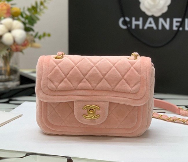 Chanel Velvet Mini Flap Bag AS2957 Light Pink 2022