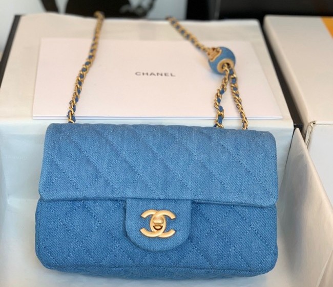 Chanel Denim Mini Flap Bag with Ball AS1787 Denim Blue 2022