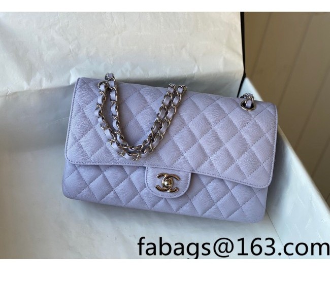 Chanel Grained Calfskin Classic Medium Flap Bag A01112 Light Purple/Silver 2022