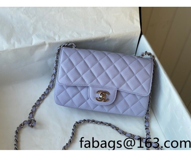 Chanel Grained Calfskin Classic Mini Flap Bag A69900 Light Purple/Silver 2022