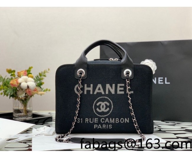 Chanel Mixed Fibers Large Bowling Bag A92750 Black 2022