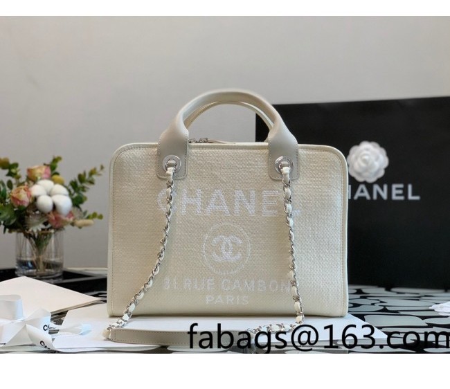 Chanel Mixed Fibers Large Bowling Bag A92750 Light Beige 2022