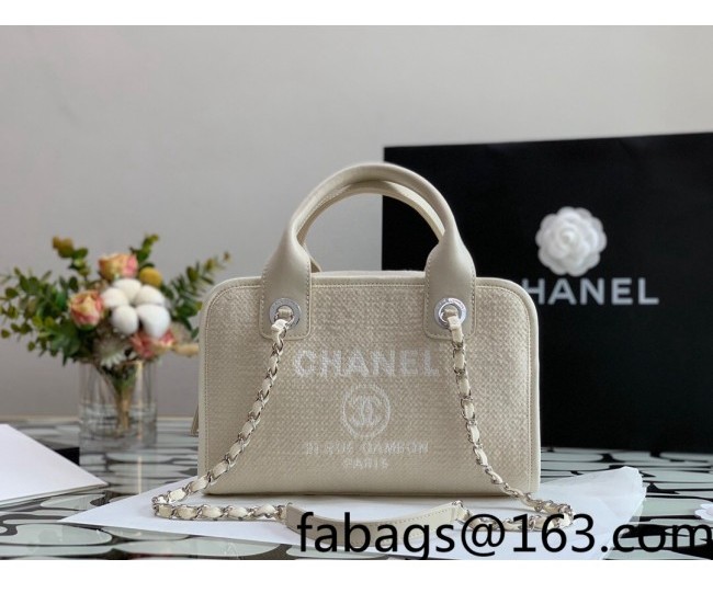 Chanel Mixed Fibers Bowling Bag 28cm A92749 Light Beige 2022