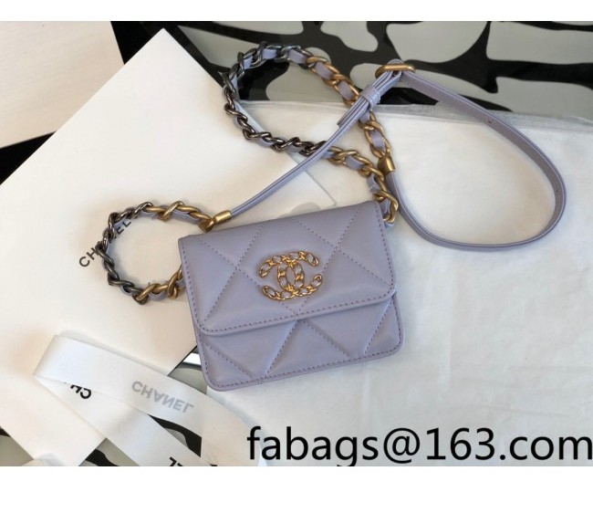 Chanel 19 Lambskin Mini Wallet on Chain WOC Purple 2022 39