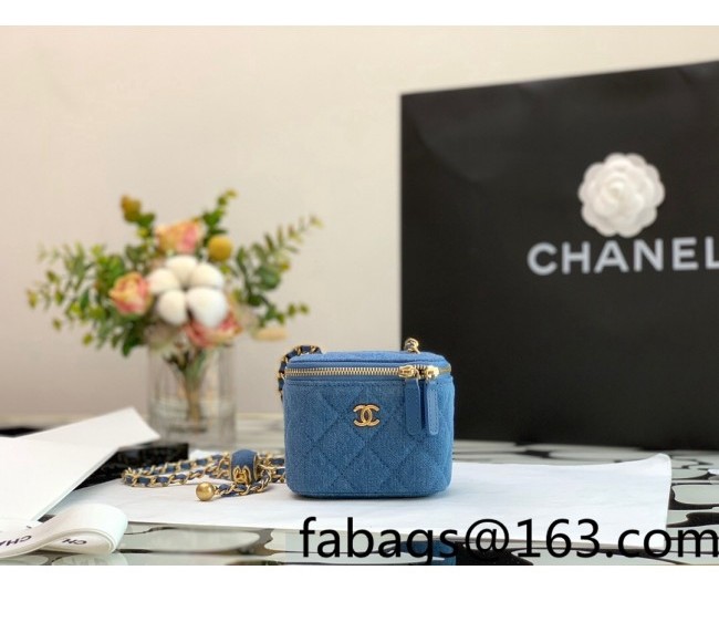 Chanel Denim Small Vanity with Chain and Ball AP1447 Dark Blue 2022