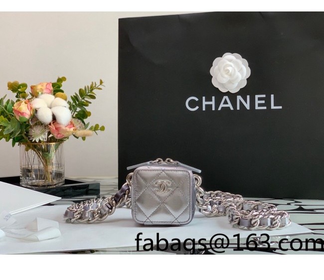 Chanel Gradient Metallic Lambskin Clutch with Chain AP2529 Silver 2022