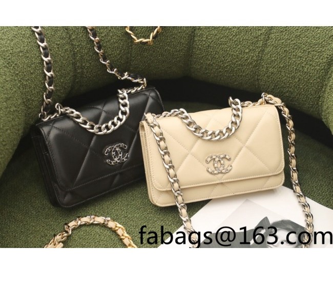 Chanel 19 Lambskin Wallet on Chain WOC AP0957 Beige/Matte Silver/Light Gold/Aged Gold 2022 2022 13