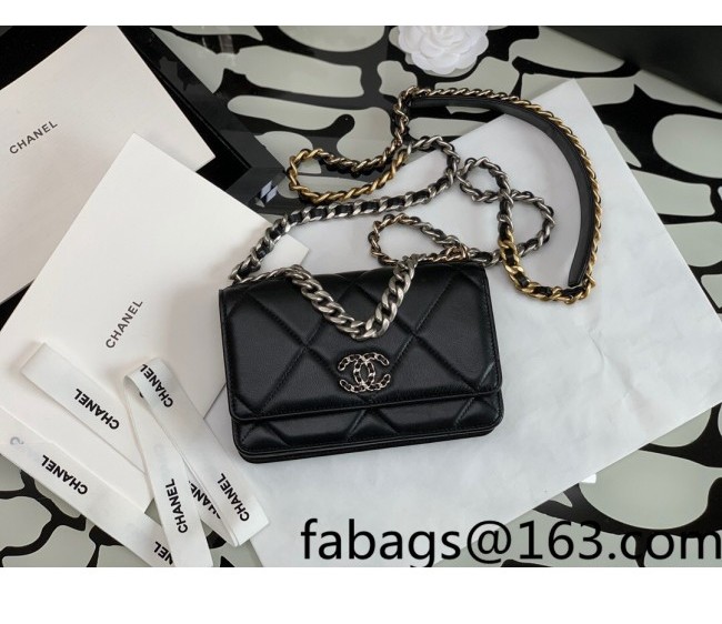 Chanel 19 Lambskin Wallet on Chain WOC AP0957 Black/Matte Silver/Light Gold/Aged Gold 2022 12