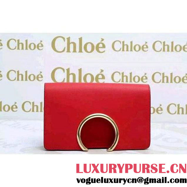 Chloe Gabrielle Clutch In Red Smooth & Suede Calfskin 2016 (2A137-6011401 )