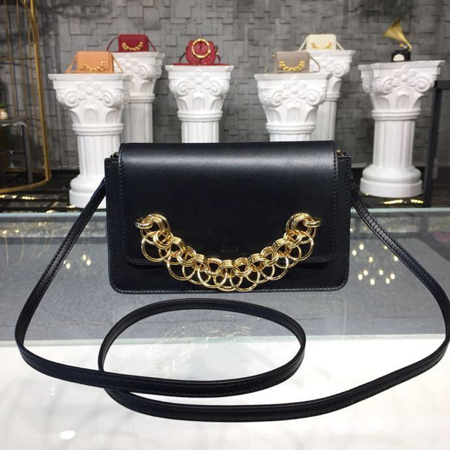 Chloe Drew Bijou Clutch 20cm Bag Gold Hardware Smooth Calfskin Leather Spring Summer 2018 Collection Black