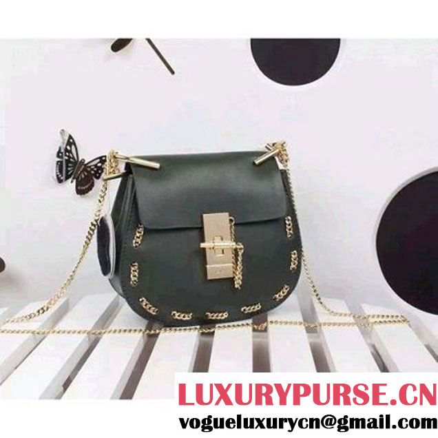 Chloe Dark Green Chain Trim Drew Small Bag SS 2015 (ZIYIN-061507 )