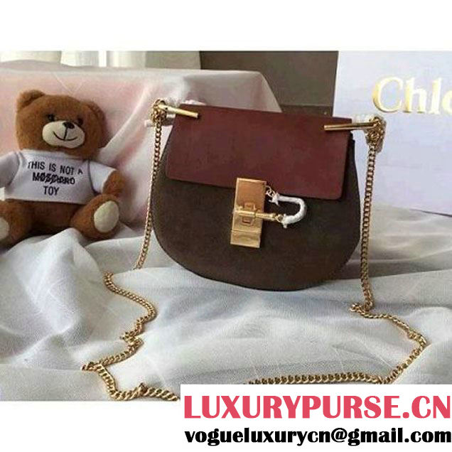 Chloe Drew Bag In Burgundy/Chocolate Suede/Smooth Calfskin (2A118-102216 )