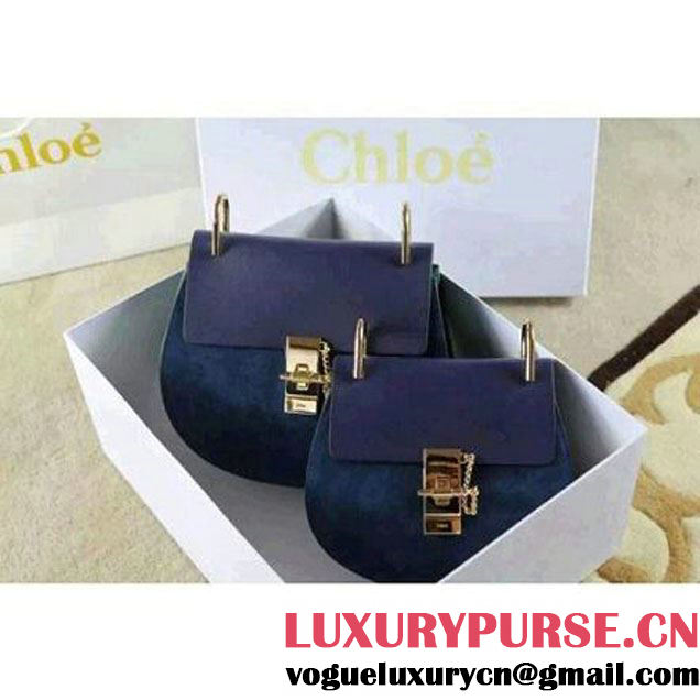 Chloe Drew Bag In Blue Suede/Smooth Calfskin (2B020-120215 )