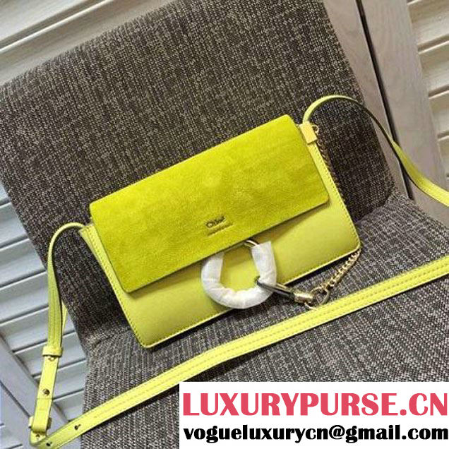 Chloe Small Suede/Smooth Calfskin Faye Bag Lucifer Yellow 2015 (2A011-6012605 )