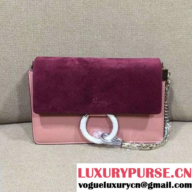 Chloe Small Suede/Smooth Calfskin Faye Bag Purple/Pink 2016 (2B080-6051022 )