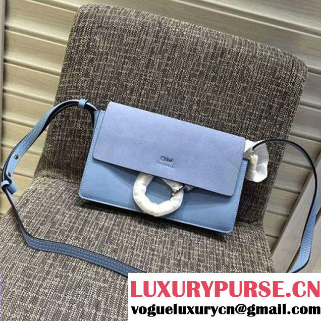 Chloe Small Suede/Smooth Calfskin Faye Bag Ice Blue (Chloe-6082512 )